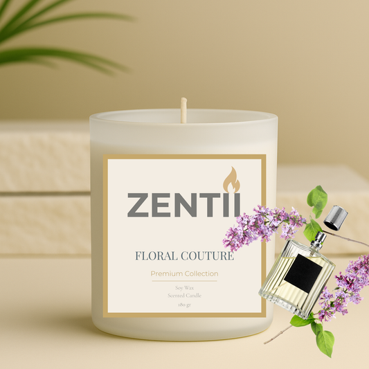 Floral Couture | Vela de Soya Aromática Natural Premium - ZENTII | 180gr - En Homenaje a Chanel No. 5